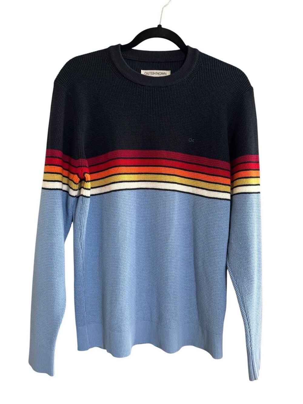 Outerknown Nostalgic Womens Medium Sweater Stripes Blue Organic Cotton #NE166